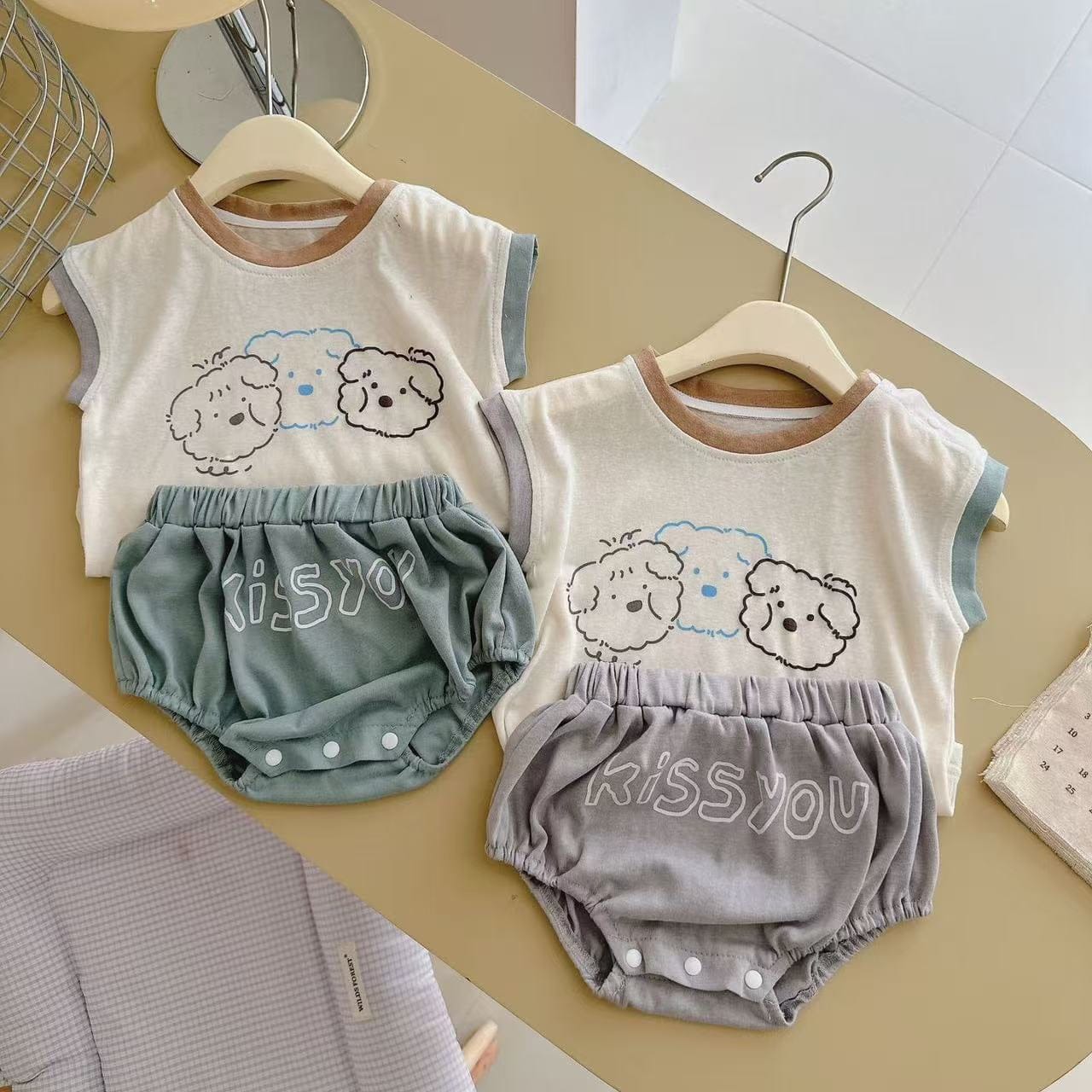 ノースリーブセットアップ cartoon pattern vest sleeveless bag pants suit【mh0009525】