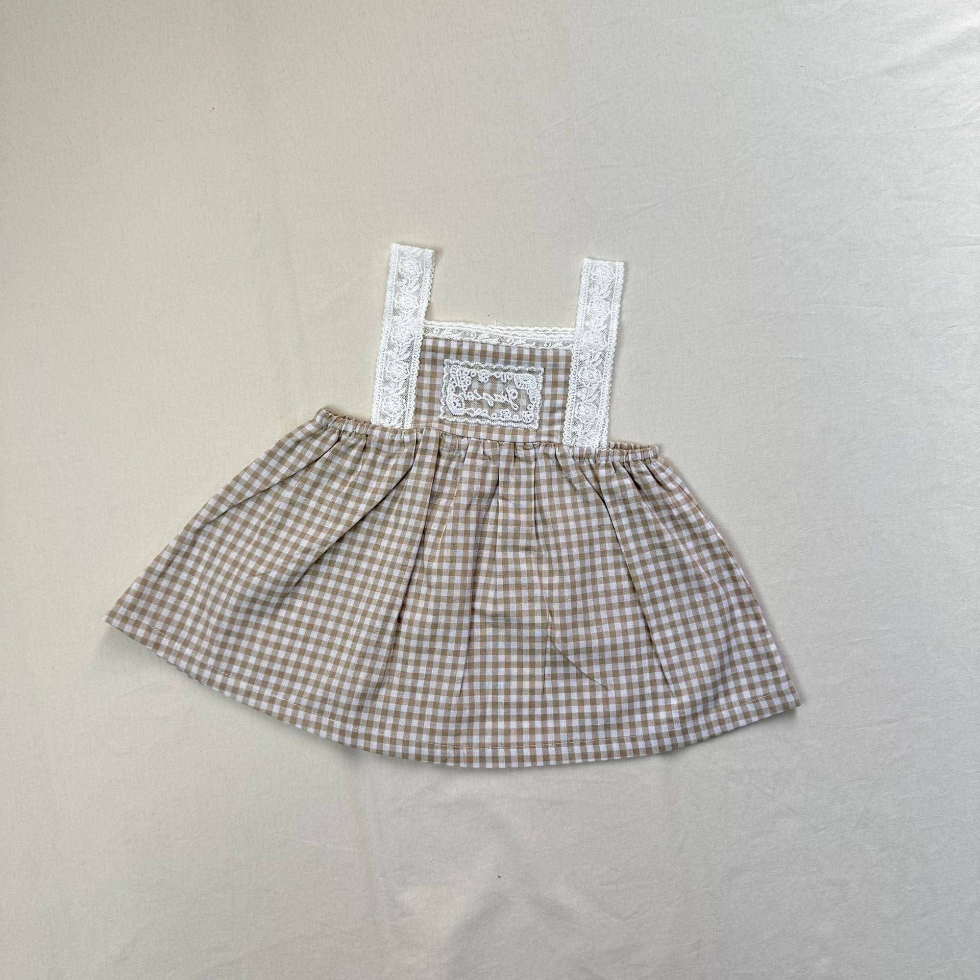 ノースリーブワンピース Check / 73cm ショルダーレースキャミソールワンピース【mh0010414】