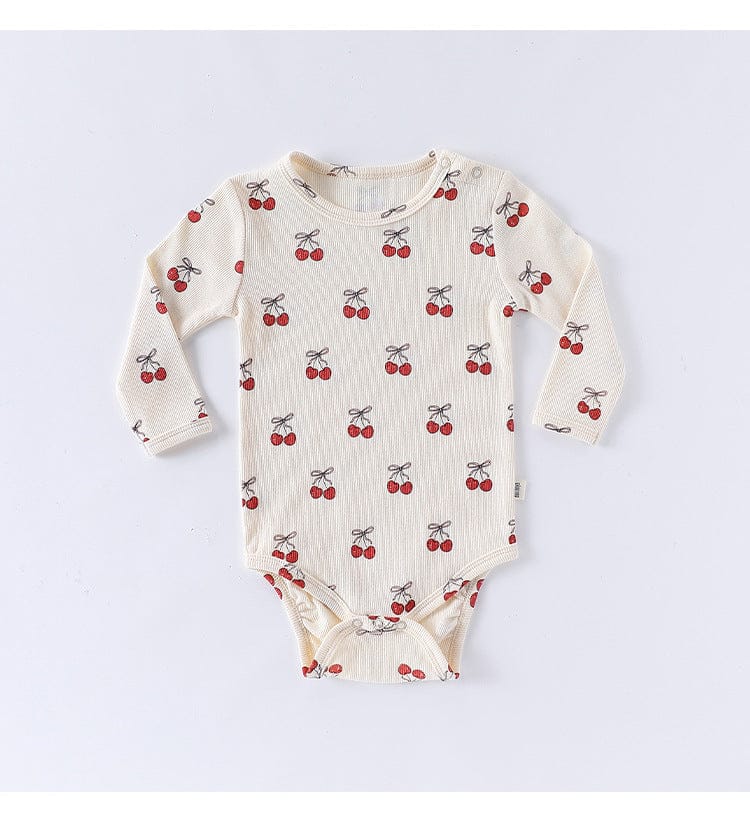 ロンパースセットアップ Cherry Bodysuit / 66cm チェリー/気球プリント長袖ロンパース/パンツ【mh0010721】