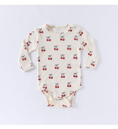 ロンパースセットアップ Cherry Bodysuit / 66cm チェリー/気球プリント長袖ロンパース/パンツ【mh0010721】