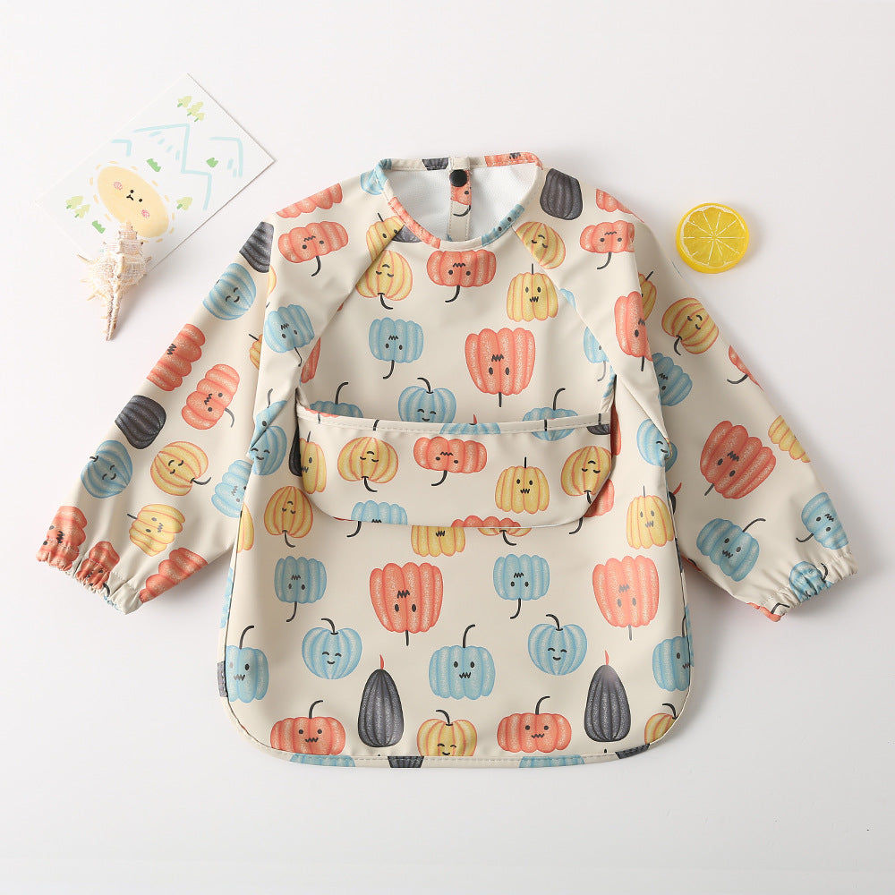 よだれかけ classical pumpkin / S Long Sleeve PU Waterproof Bib 長袖 PU 防水 お食事エプロン【mh0012236】