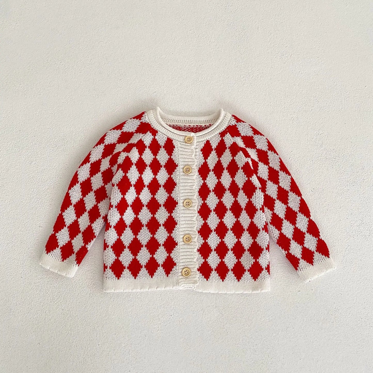 ロンパースセットアップ coat / 66cm ベビーセットアップ 2点セット ダイヤチェック ニットカーディガンジャケット サスペンダーロンパース 単品可
