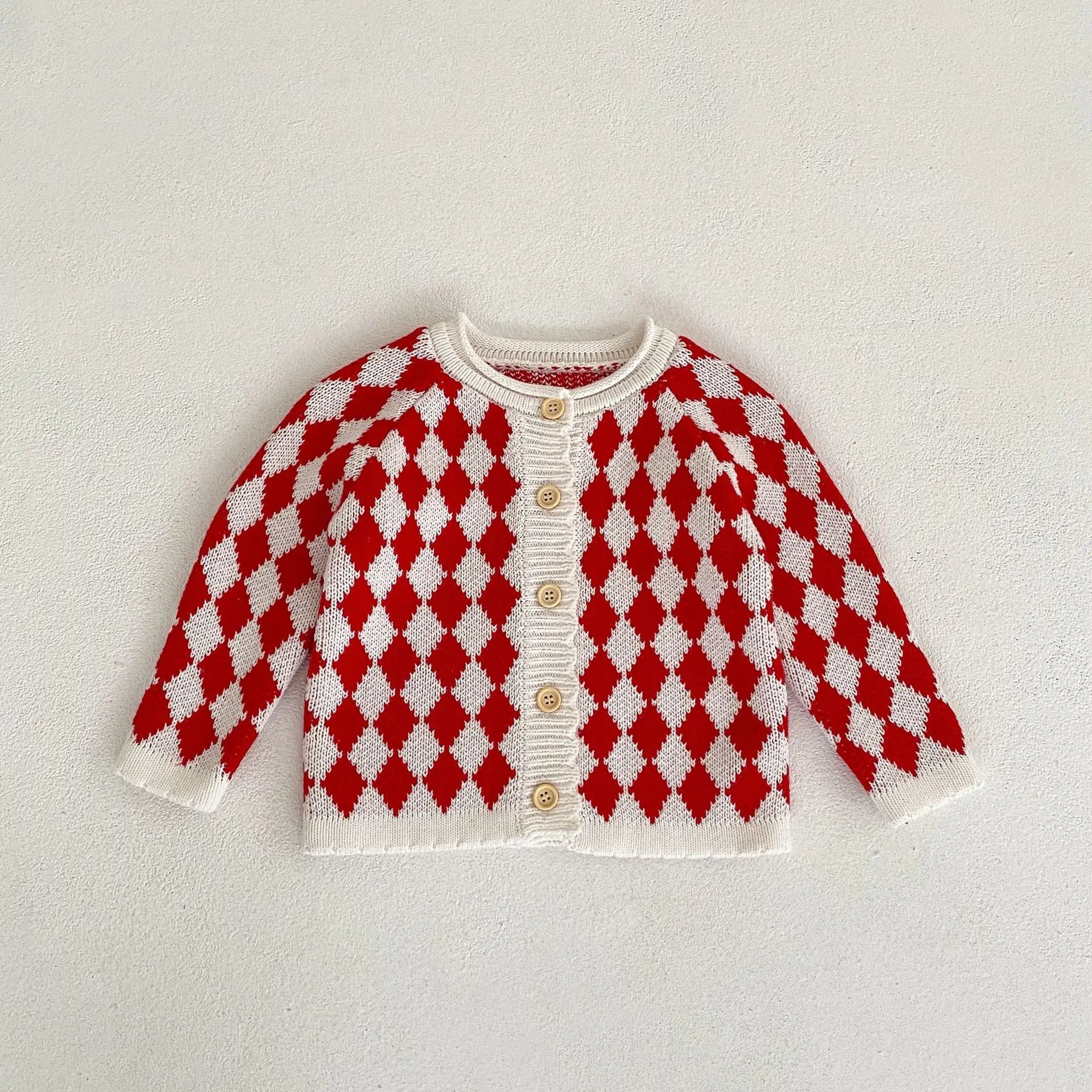 ロンパースセットアップ coat / 66cm ベビーセットアップ 2点セット ダイヤチェック ニットカーディガンジャケット サスペンダーロンパース 単品可