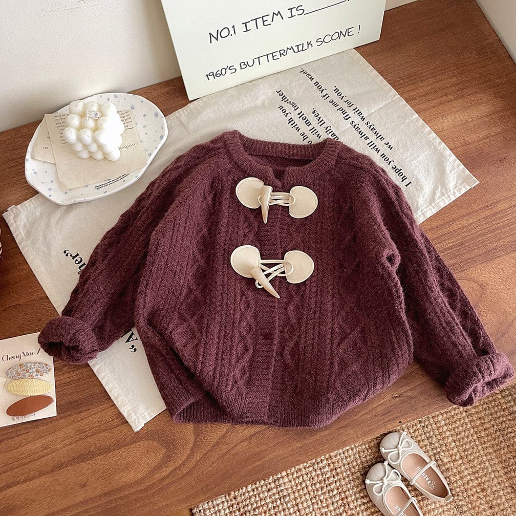 カーディガン・パーカー Coffee / 100cm 2-3y キッズカーディガン ダッフルトグルボタンニットジャケット 2カラー【mh0007269】