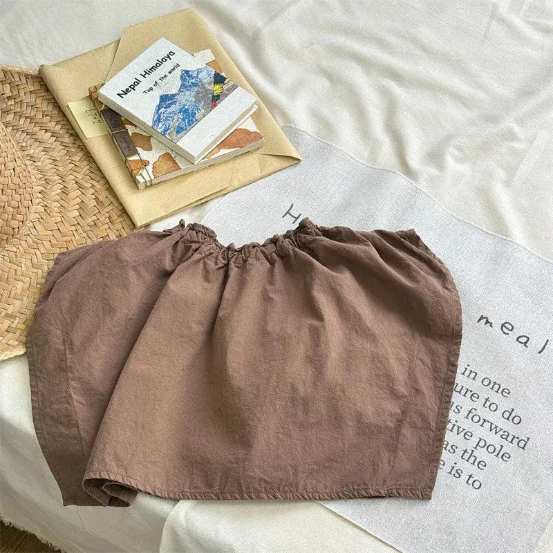 半袖シャツ・ブラウス coffee / 12M  80cm キッズトップス 半袖ルーズブラウス シンプルベーシック 2カラー