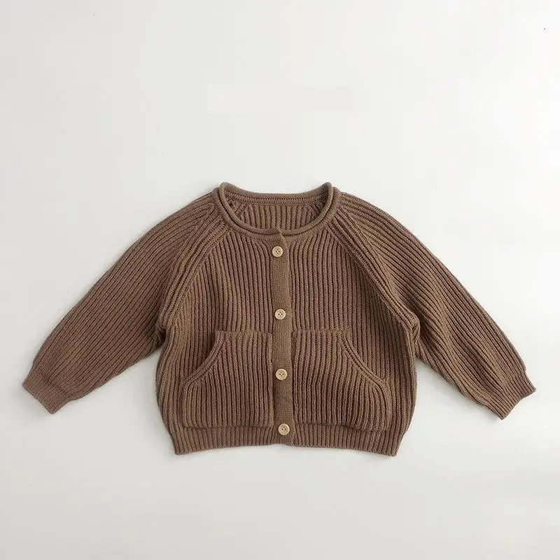 カーディガン・パーカー coffee / 12M  80cm キッズカーディガン リブニット長袖セーター ニットジャケット 2カラー
