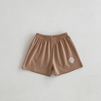 ハーフパンツ・ショートパンツ coffee / 12M  80cm キッズパンツ ルーズショートパンツ ワンポイントロゴプリント 5カラー