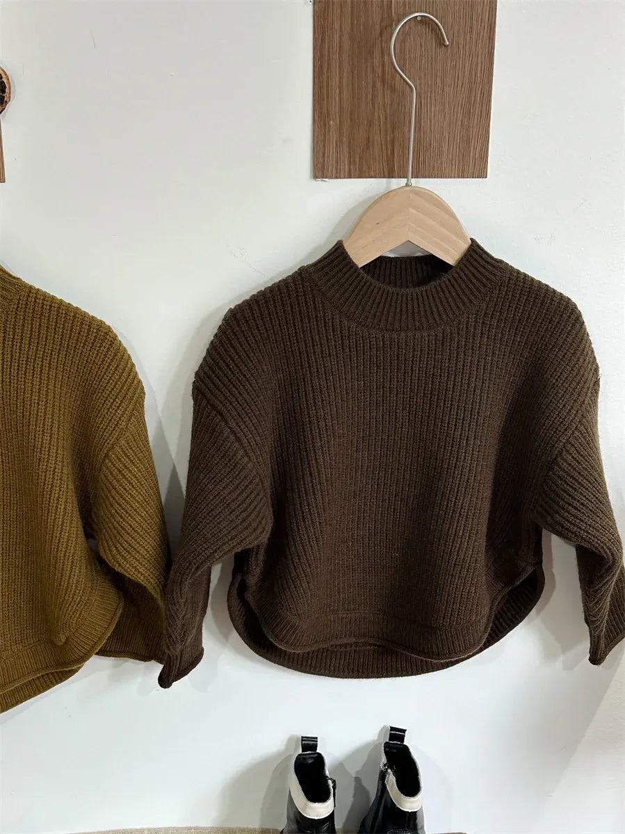ニット・セーター Coffee / 18M  (80cm) キッズトップス ニットセーター 長袖プルオーバー イエロー コーヒー 2カラー