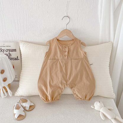 ノースリーブジャンプスーツ Coffee / 66cm シンプルノースリーブジャンプスーツロンパース【mh0009756】