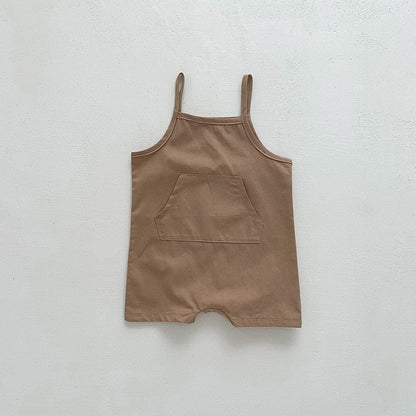 サロペットパンツ・サスペンダーパンツ coffee / 66cm ベビー キャミソール ジャンプスーツ サロペット 半袖 Tシャツ ボーイズ