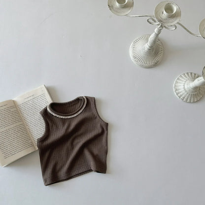 タンクトップ・キャミソール・ノースリーブトップス Coffee / 6M  66CM ベビートップス リブタンクトップ ノースリーブTシャツ シンプルベーシック 4カラー【mh0005464】