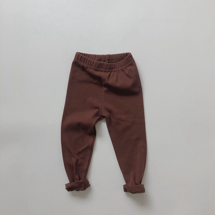 レギンスパンツ coffee / 80cm キッズ ボーダー 無地 ベーシック レギンス パンツ