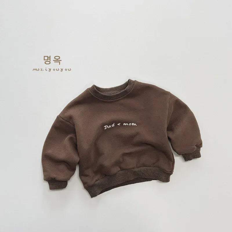 トレーナー・フーディ Coffee / 80cm キッズトップス レターロゴプリント 長袖スウェットトレーナー 2カラー