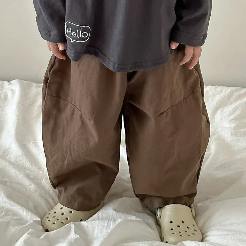 ロングパンツ・スウェットパンツ coffee / 80cm / 取り寄せ（7〜21日） キッズパンツ ワイドルーズパンツ ロングパンツ カーキ/コーヒー/2カラー