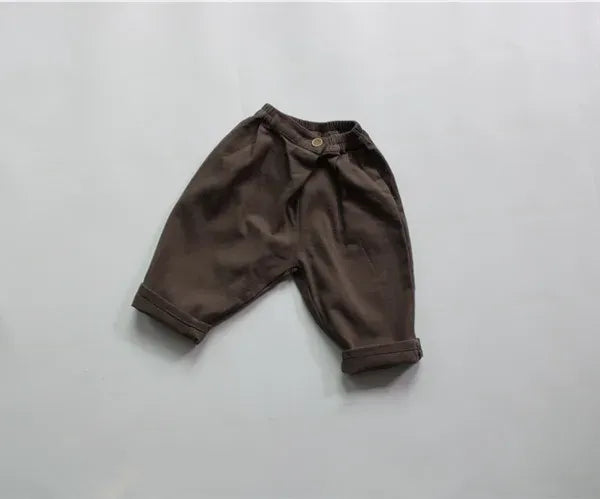 ロングパンツ・スウェットパンツ coffee / 80cm / 取り寄せ（7〜35日） キッズパンツ 変わりボタン ルーズ ロングパンツ カーキ コーヒー 2カラー