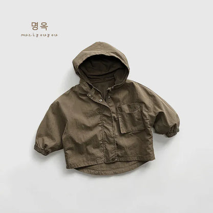 ショートコート・ジャケット・ジャンパー coffee / 80cm 9-12m / 取り寄せ（7〜21日） キッズアウター フーディジャケット スプリングコート ジャンパー ジッパーコート 2カラー