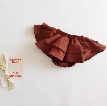 ブルマパンツ Coffee / 80cm ベビーブルマ ダブルフリルブルマパンツ【mh0005743】