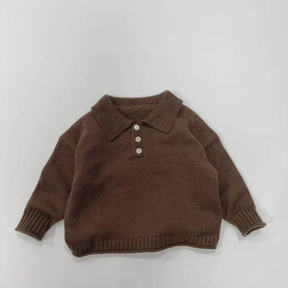 ニット・セーター coffee / 80cm キッズ長袖ポロシャツ ニットセーター 襟付きTシャツ トップス 3カラー ボーイズ 男の子 子供服