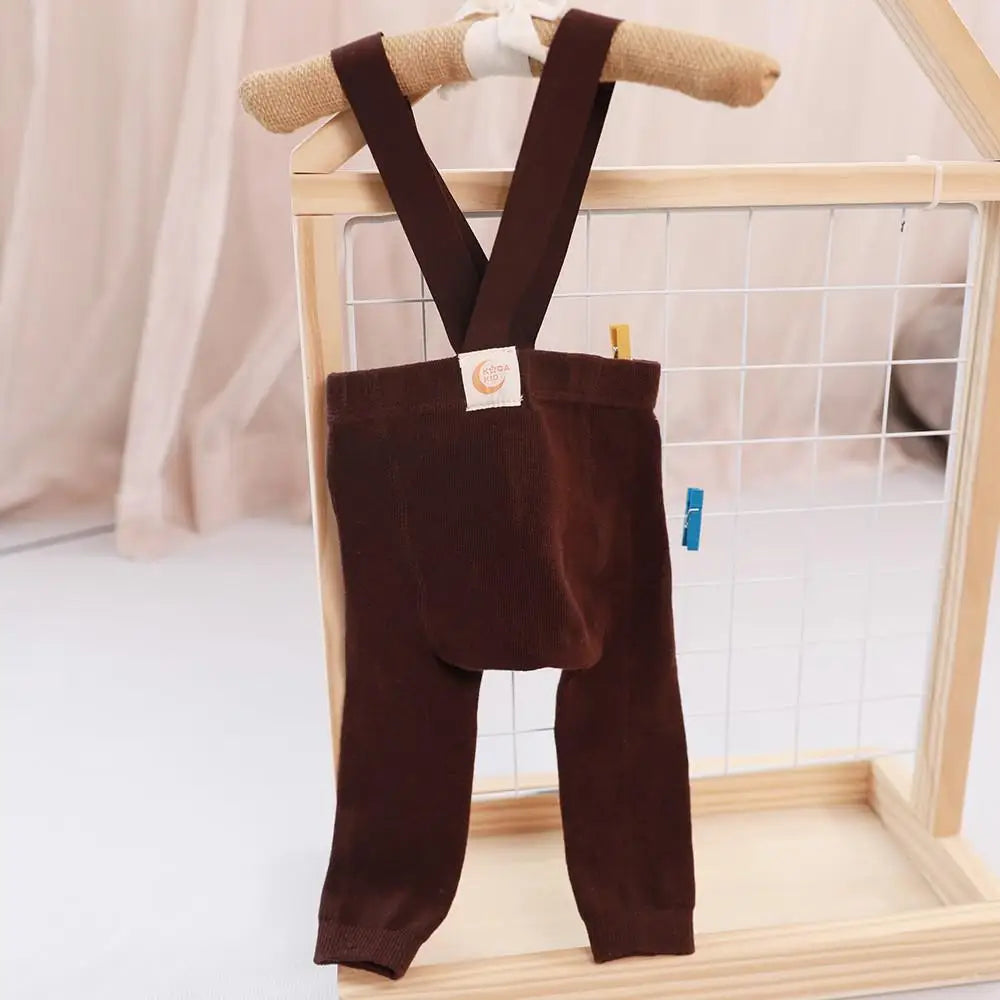 レギンスパンツ coffee / L  2-3Y ☺︎ ベビーパンツ サスペンダータイツ レギンスパンツ