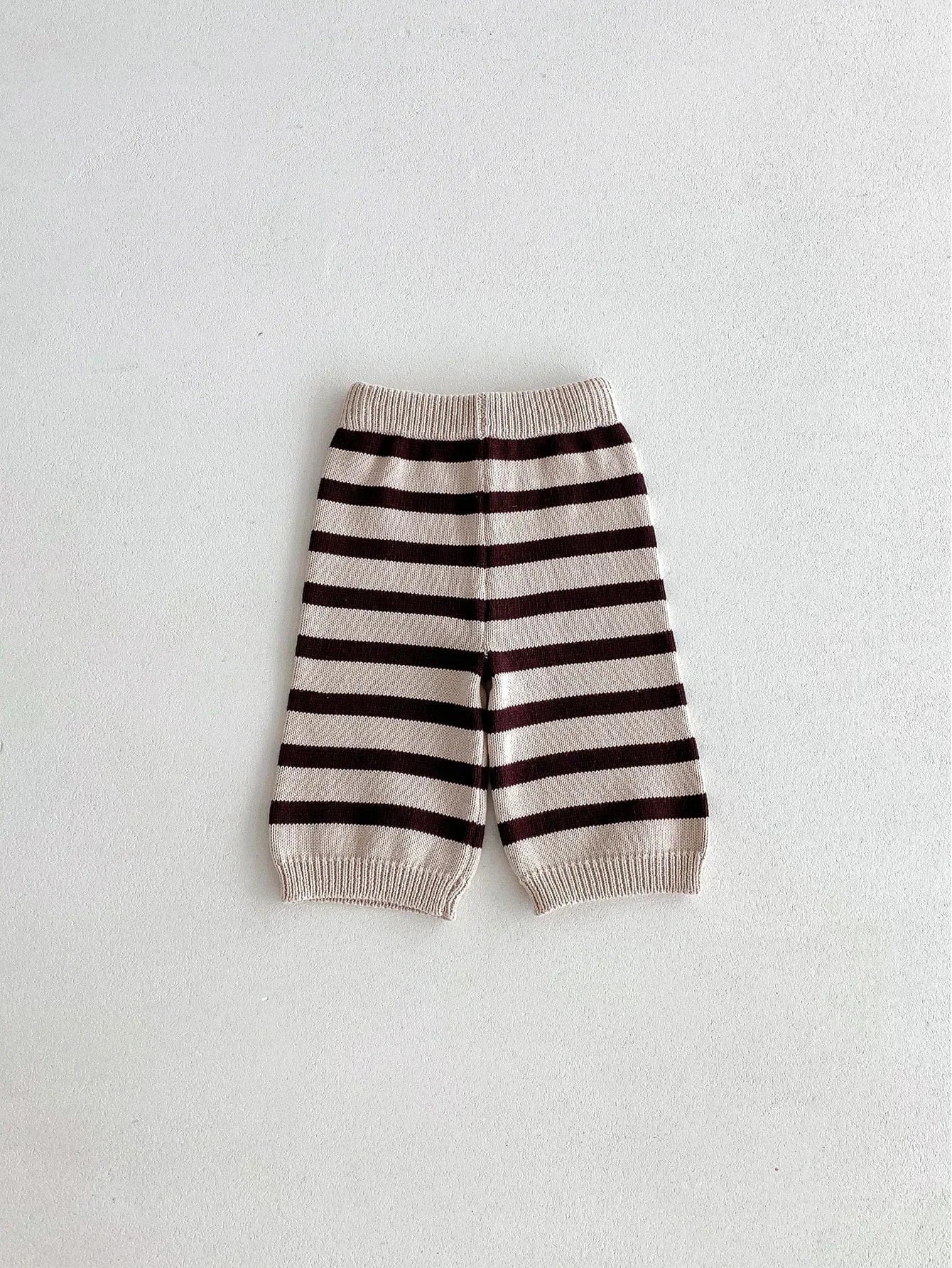 長袖セットアップ coffee pant / 73cm 6-9M ベビーキッズカーディガン/パンツ ベアくまワッペンボーダー襟付きニットジャケット/ニットロングパンツ 2カラー【mh0007415】