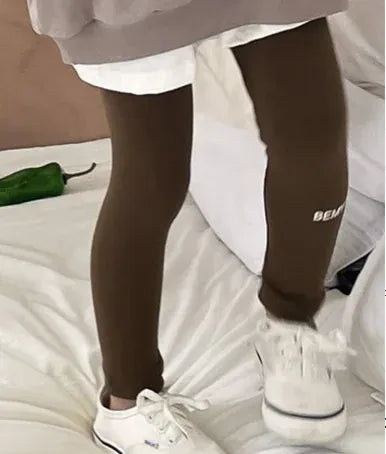 長袖セットアップ coffee plus legging / 90cm 1-2y キッズトップス/パンツ ロゴプリント裏フリースビッグシルエット長袖スウェットシャツ/レターロゴプリントレギンスパンツ【mh0007252】