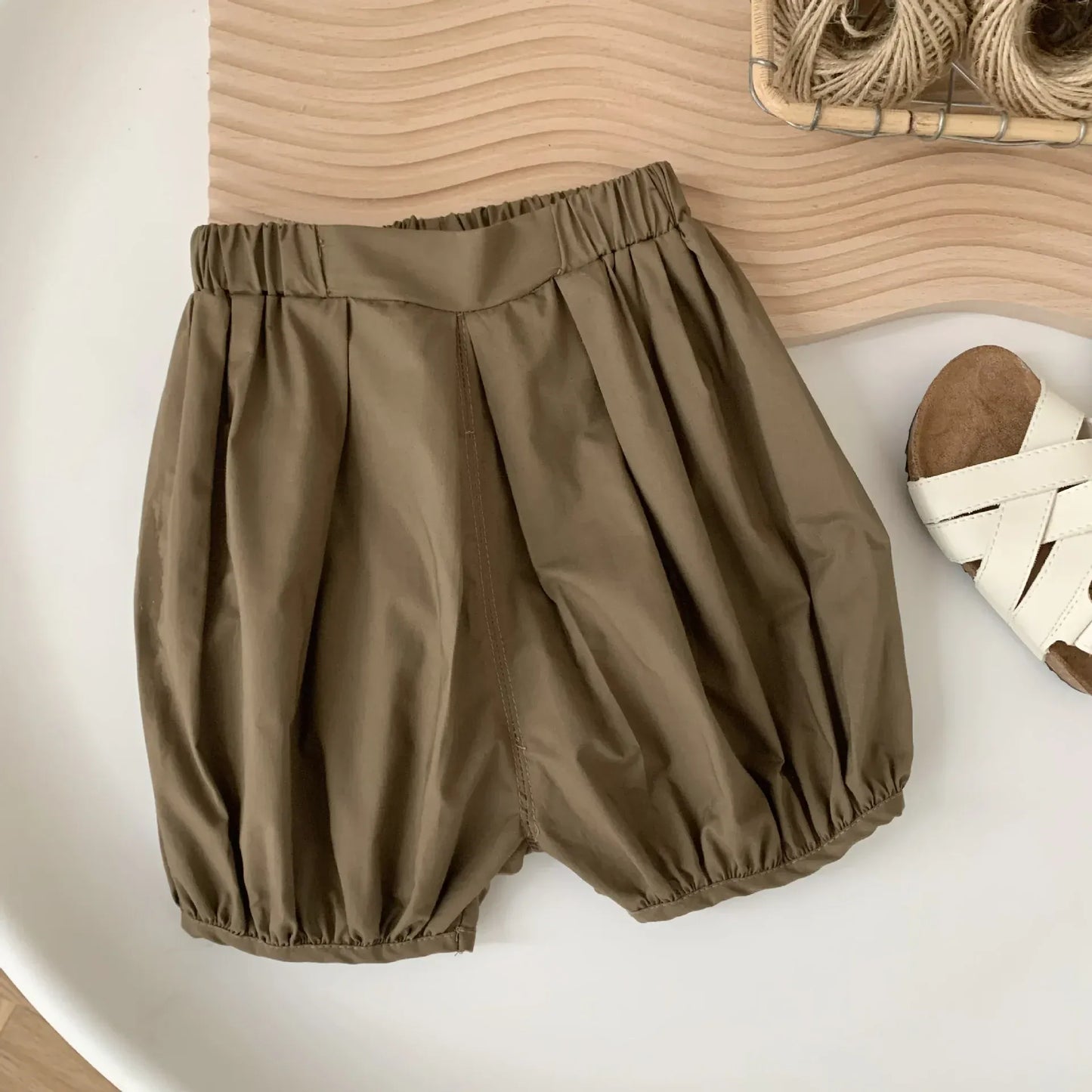 半袖セットアップ coffee shorts / 9M  73CM キッズトップス/パンツ 半袖プリントTシャツ/バルーンショートパンツ パンブレッドプリント 2カラー【mh0005454】