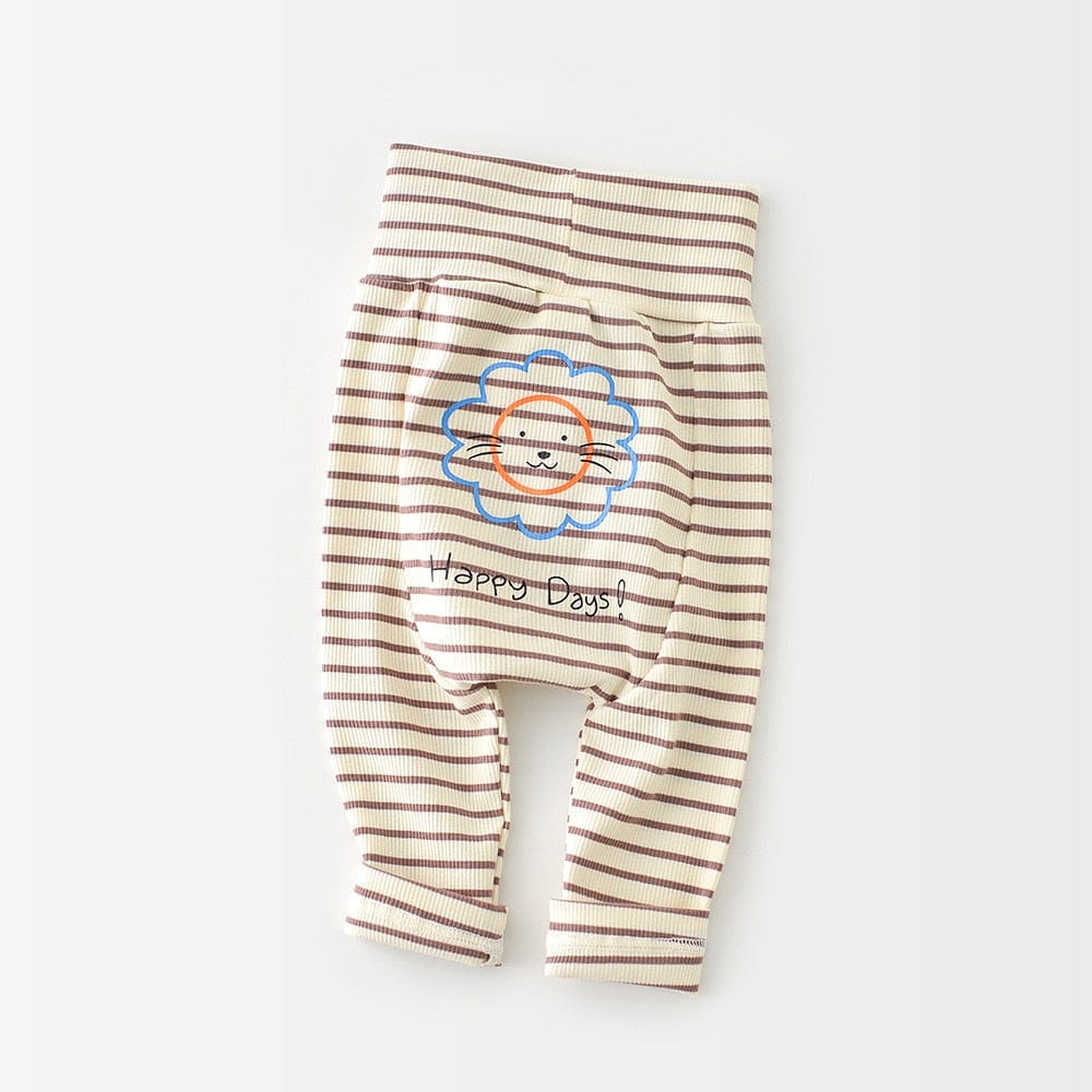 レギンスパンツ Coffee Stripe / 73cm ベビー アニマル ヒップ プリント ボーダー 無地 ハイウェスト レギンスパンツ ユニセックス 1178A