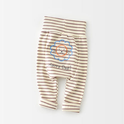 レギンスパンツ Coffee Stripe / 73cm ベビー アニマル ヒップ プリント ボーダー 無地 ハイウェスト レギンスパンツ ユニセックス 1178A