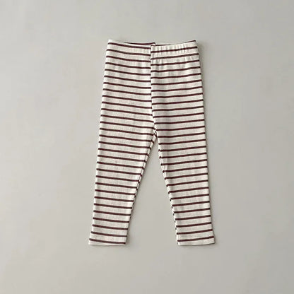 レギンスパンツ coffee stripe / 80cm キッズレギンス 無地 ボーダー レギンスパンツ シンプルベーシック 7カラー