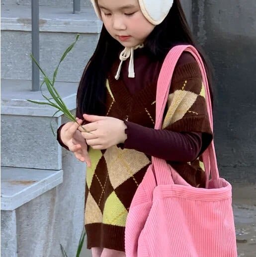 カーディガン・パーカー coffee vest / 90cm / 取り寄せ（7〜21日） キッズベスト カーディガン アーガイルチェック レトロ ニット コーヒー グリーン 2カラー ユニセックス 男の子 女の子 子供服