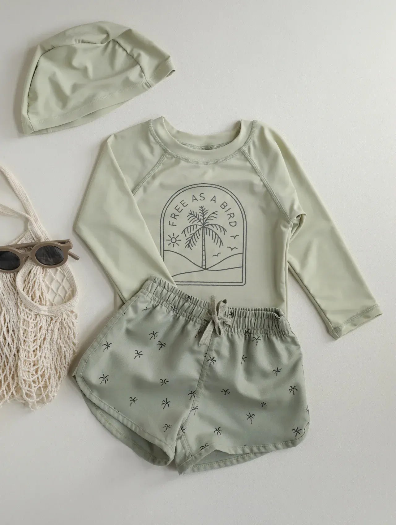 ベビー用水着 color 13 / 80cm キッズ水着 セパレートセット 長袖トップス+ショートパンツ ボーイズ ラッシュガード スイムウェア【mh0006163】