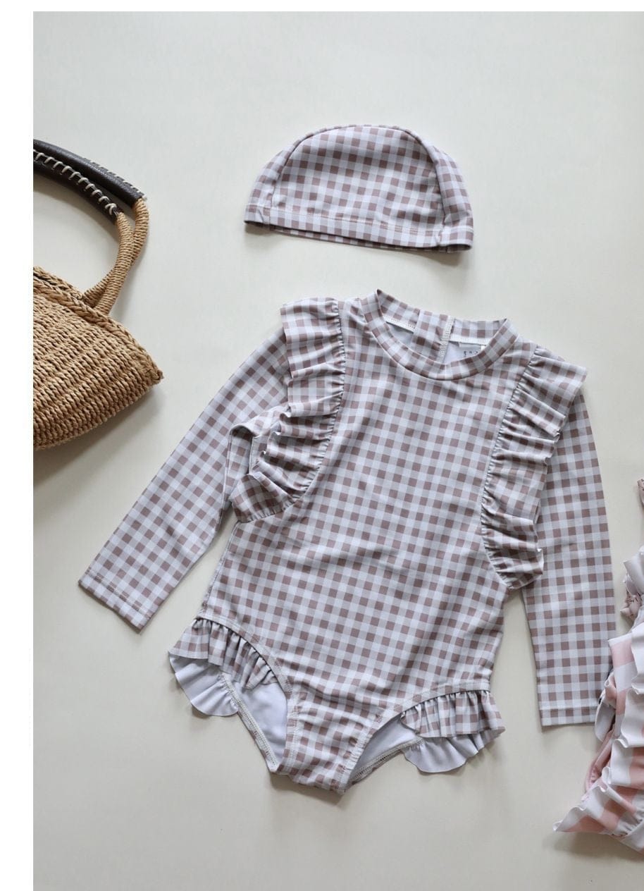 ベビー用水着 color 14 / 80cm キッズ 水着 フラワー 花柄 長袖 ワンピース ビキニ セパレート 帽子 セット ラッシュガード スイムウェア 8スタイル ガールズ【mh0002218】