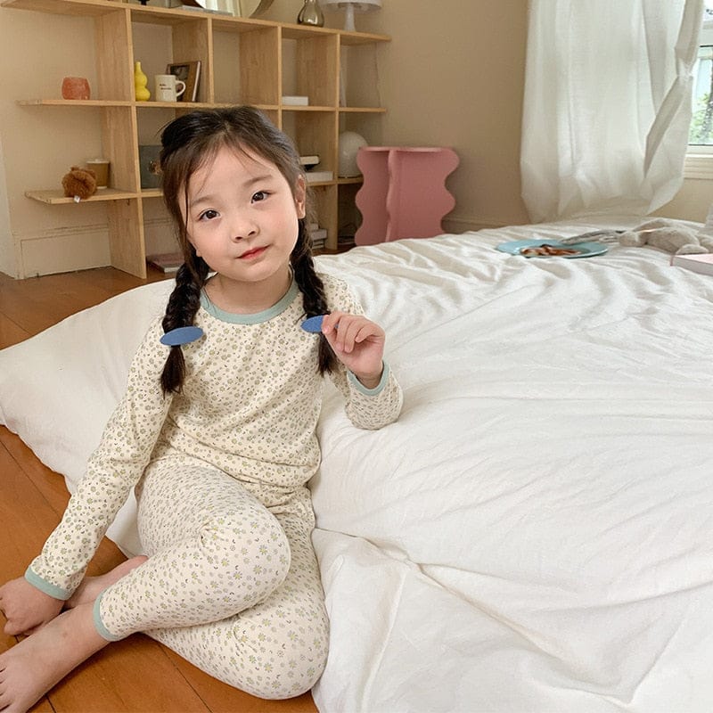 長袖パジャマ color 7 / 80cm キッズ プリント 長袖 パジャマ セット くま ベア チェック フラワー ライオン 恐竜 ユニセックス