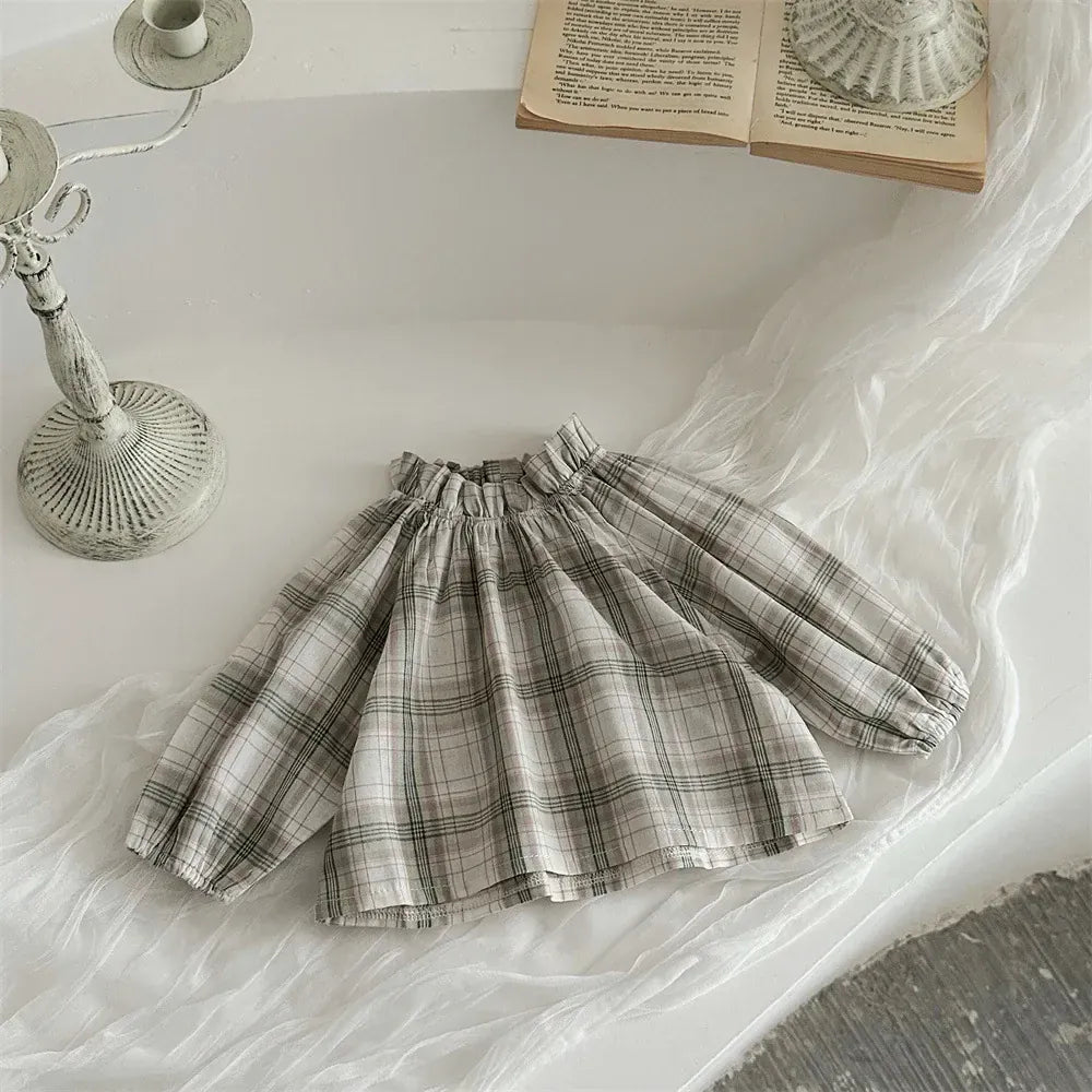 長袖シャツ・ブラウス color A / 6M (66) ベビートップス チェック長袖スモックブラウス【mh0008639】