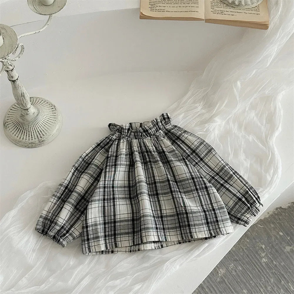 長袖シャツ・ブラウス color B / 6M (66) ベビートップス チェック長袖スモックブラウス【mh0008639】