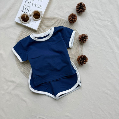 半袖セットアップ comfortable sports short-sleeved shorts suit【mh0009524】