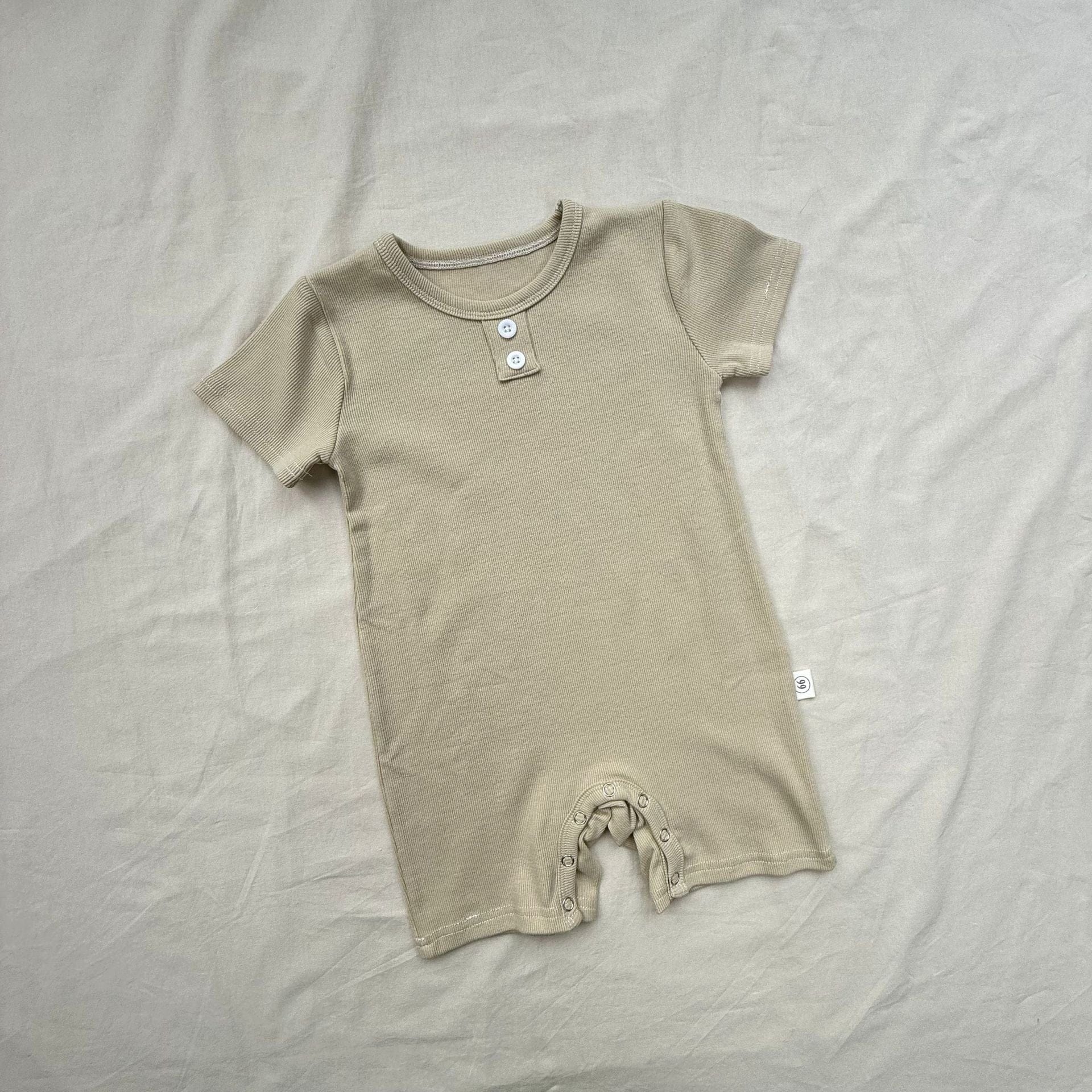 半袖ロンパース Creamy White / 66cm シンプルベーシック半袖ジャンプスーツロンパース【mh0009421】