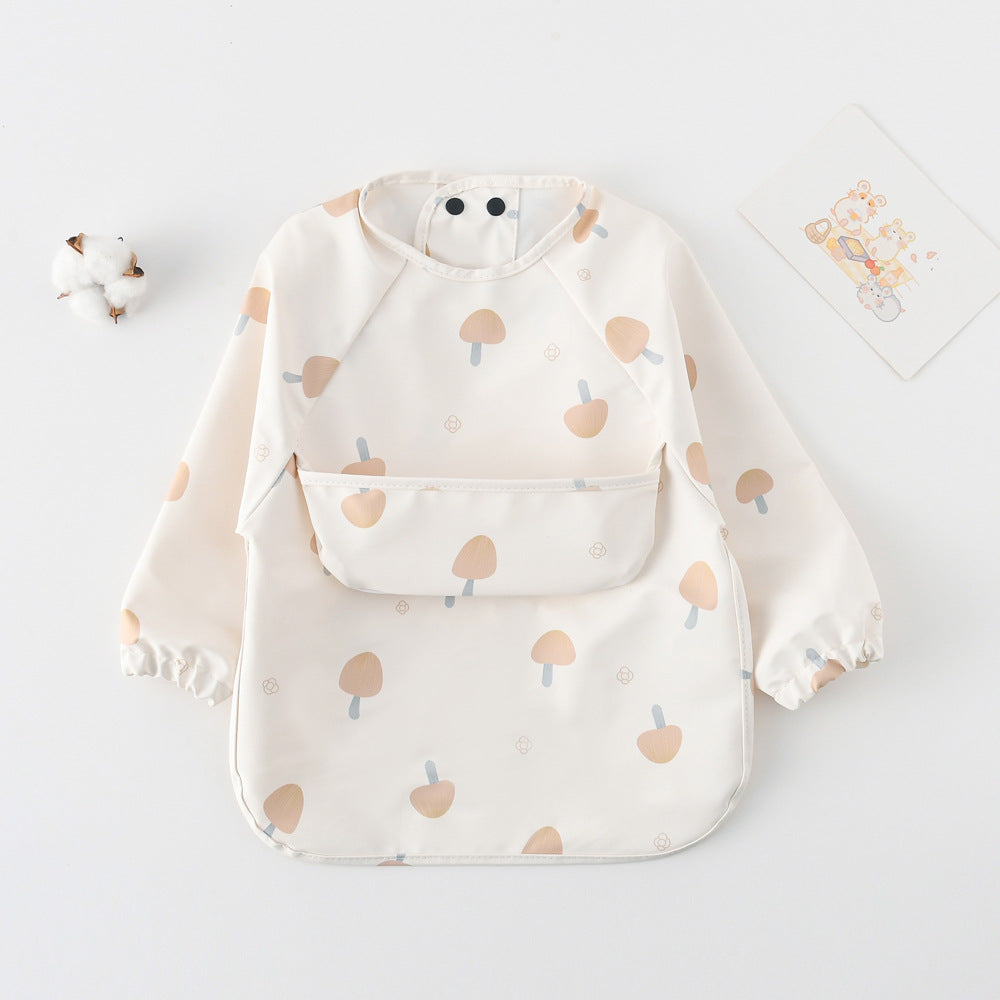 よだれかけ Custard mushrooms / S Long Sleeve PU Waterproof Bib 長袖 PU 防水 お食事エプロン【mh0012236】