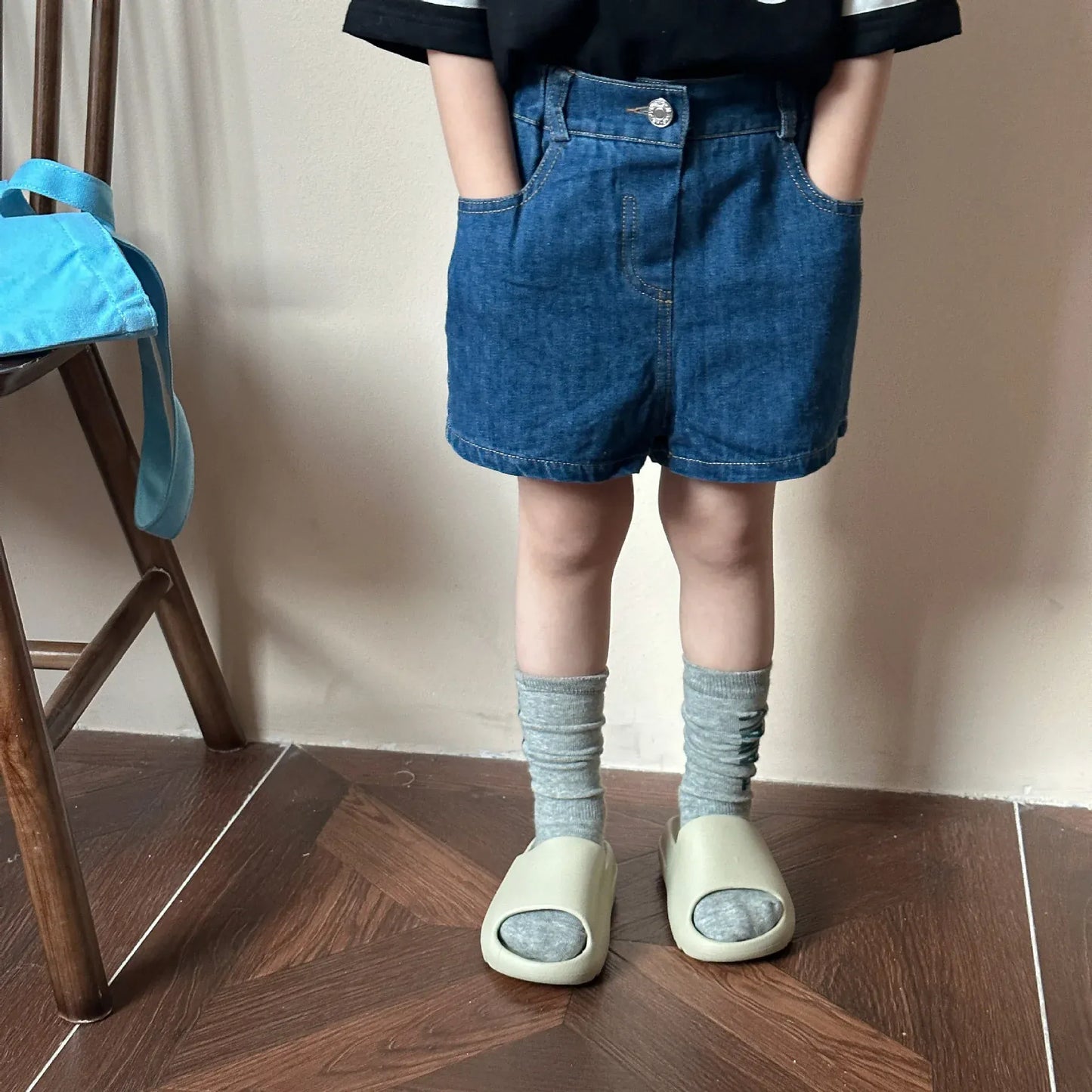 デニムパンツ dark blue / 12M  80cm キッズパンツ デニム レトロ ショートパンツ 2カラー