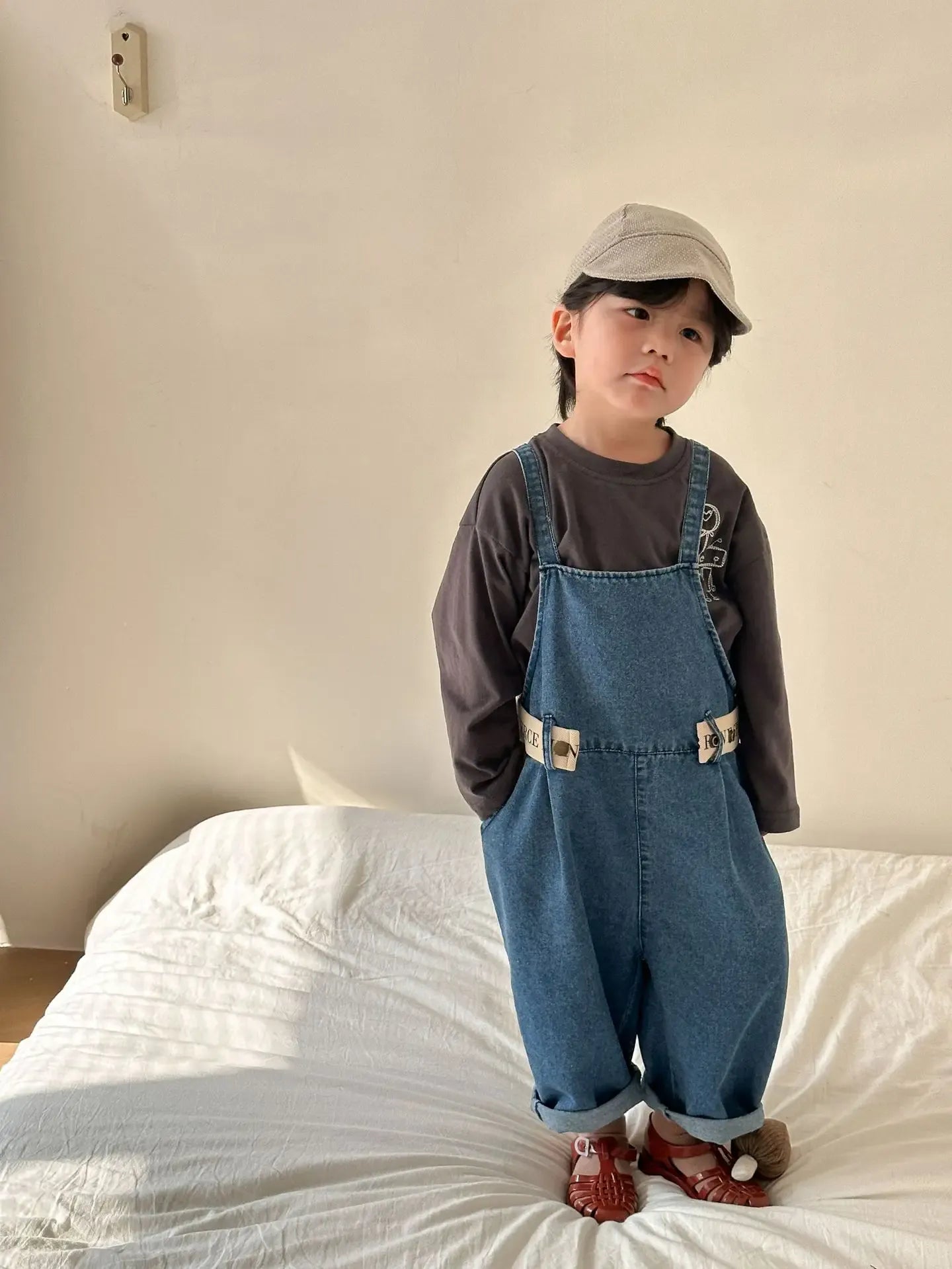 オーバーオール dark blue / 12M  80cm キッズオーバーオール デニム ルーズ サスペンダーパンツ サロペット 2カラー