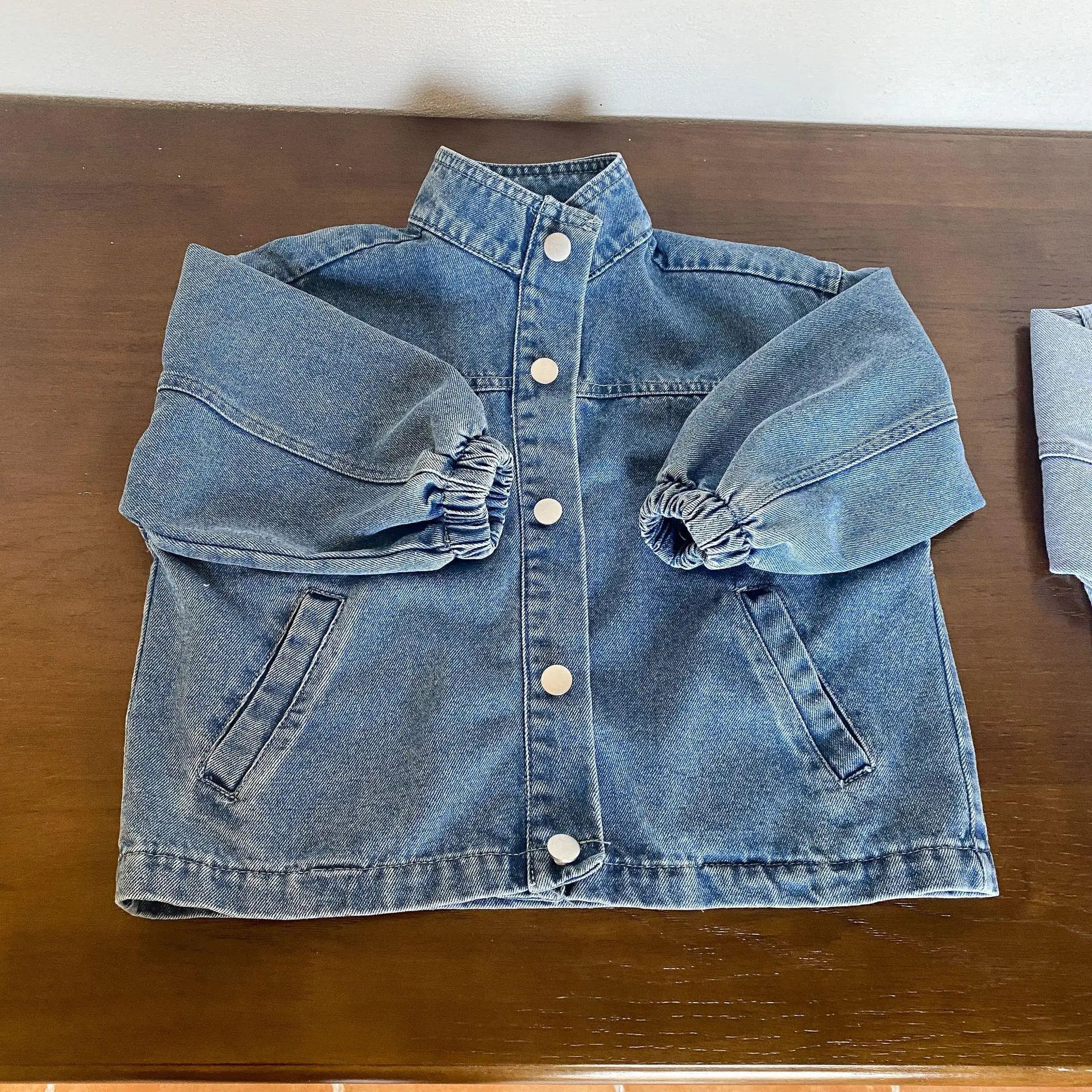 ショートコート・ジャケット・ジャンパー dark blue / 12M  80cm キッズジャケット デニム 長袖スタンドカラーシャツジャケット ブルー/2カラー