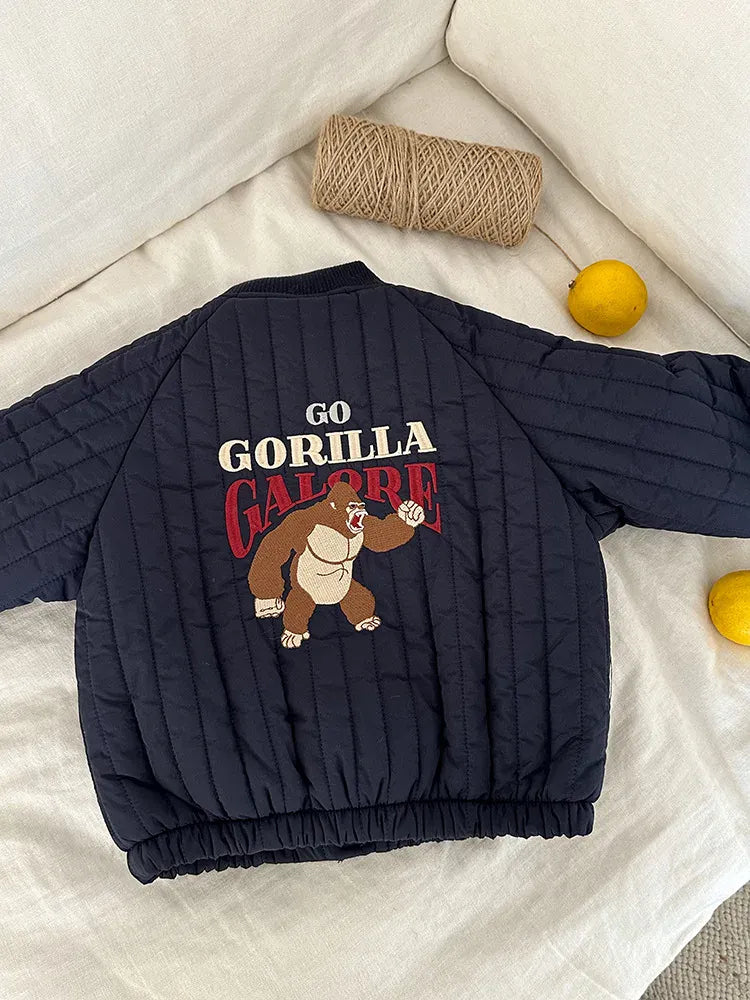 ショートコート・ジャケット・ジャンパー Dark Blue / 24M  90CM キッズアウター バック刺繍キルティングパデッドブルゾンジャケット【mh0008226】