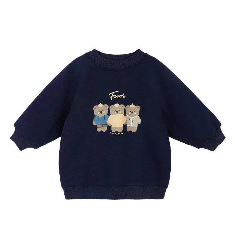 トレーナー・フーディ Dark Blue / 24M  90CM キッズトップス ベアくま/バニーうさぎプリント裏フリース長袖スウェットシャツ【mh0008230】
