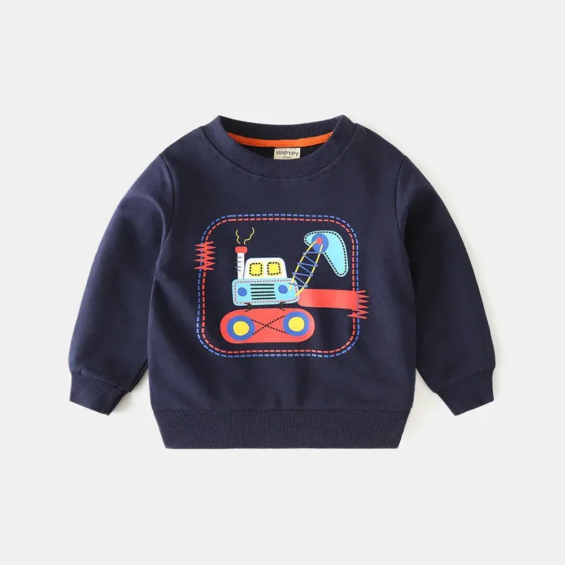 トレーナー・フーディ Dark Blue / 24M  90CM キッズトップス ブルドーザー車プリント長袖スウェットシャツ【mh0008759】
