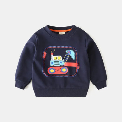 トレーナー・フーディ Dark Blue / 24M  90CM キッズトップス ブルドーザー車プリント長袖スウェットシャツ【mh0008759】