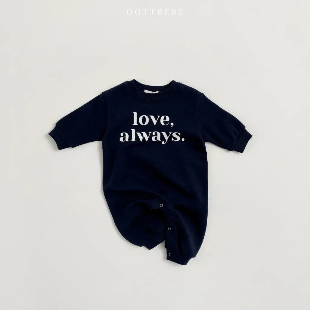 長袖ロンパース Dark Blue / 6M  66CM ベビーロンパース レターロゴプリント長袖ジャンプスーツ【mh0008815】