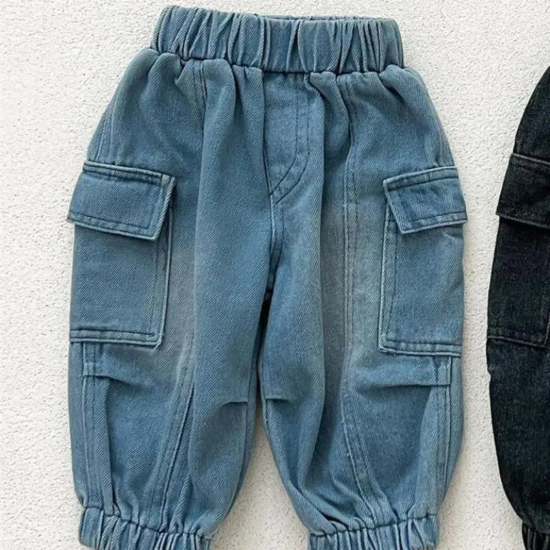 デニムパンツ Dark Blue / 73cm 9M ベビーキッズパンツ デニムルーズカーゴパンツジーンズ【mh0008018】