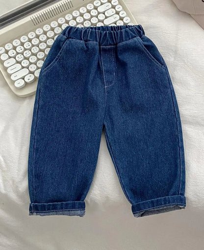 デニムパンツ Dark Blue / 9M  73CM キッズパンツ デニムパンツ ジーンズ シンプルベーシック ルーズパンツ ジーパン 2カラー【mh0006362】