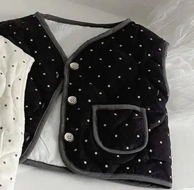 ベスト Dark Blue / 9M  73CM ベビーベスト 水玉ドットプリントキルティングパデッドアウターベスト【mh0007877】