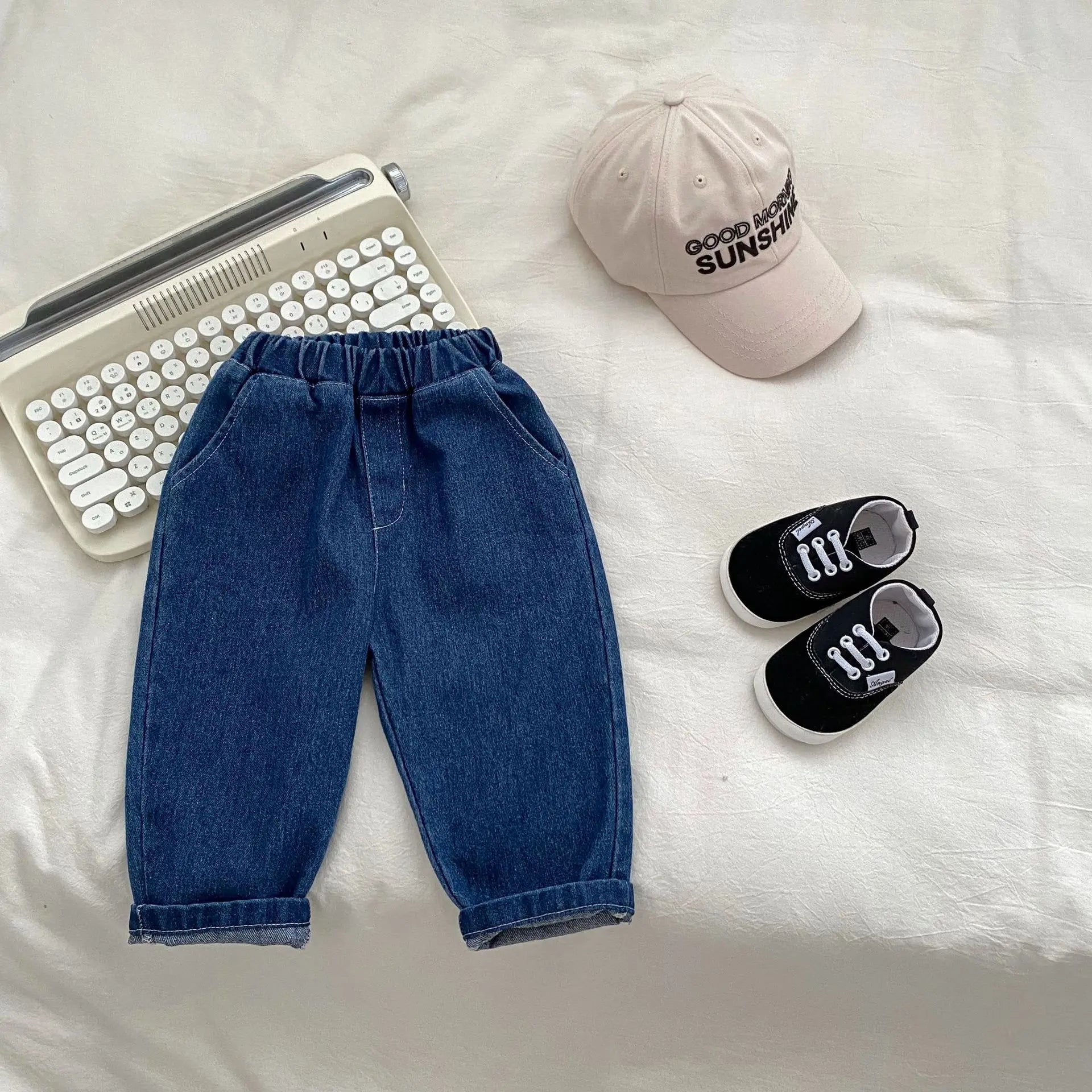 デニムパンツ Dark Blue / 9M  73CM キッズパンツ シンプルベーシックデニムルーズロングパンツ【mh0008563】